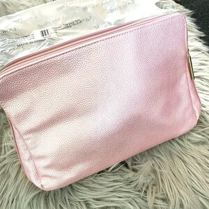 Lancôme Pink Pebbled Faux Leather Cosmetic Bag